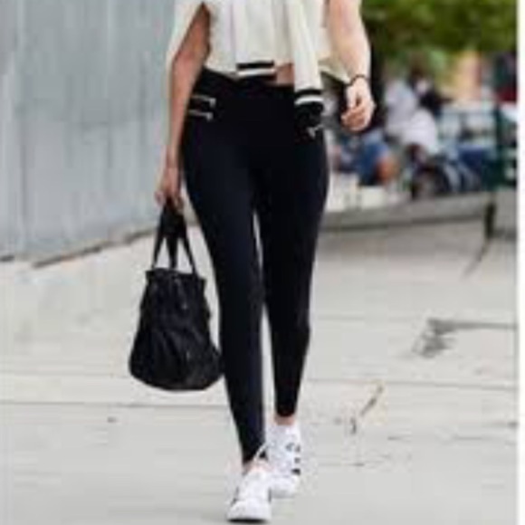 ZARA BASIC COLLECTION Black Moto Zipper details pull on skinny size M - Picture 1 of 12